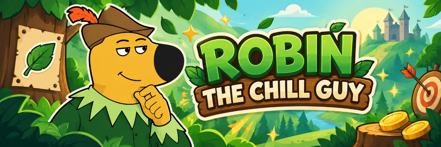 Robin and the merry forest, with Robin the Chill Guy lettering